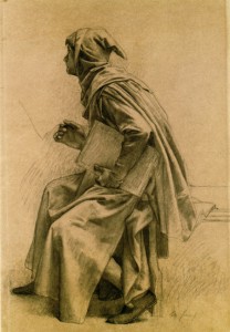 Cabanel, Pantheon drawing, Schoolboy at the foot of Robert Sorbon